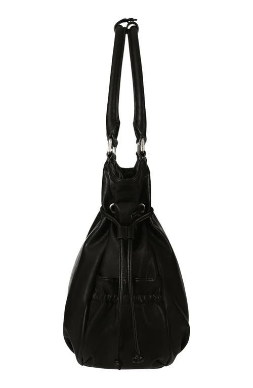 Stand Oil Breezy Faux Leather Handbag In Black