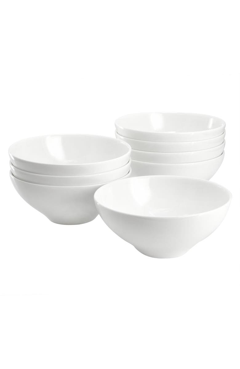 Gibson Elite White Peninsula 8 Piece 6.5 Inch Bone China Cereal Bowl Set, Main, color, White
