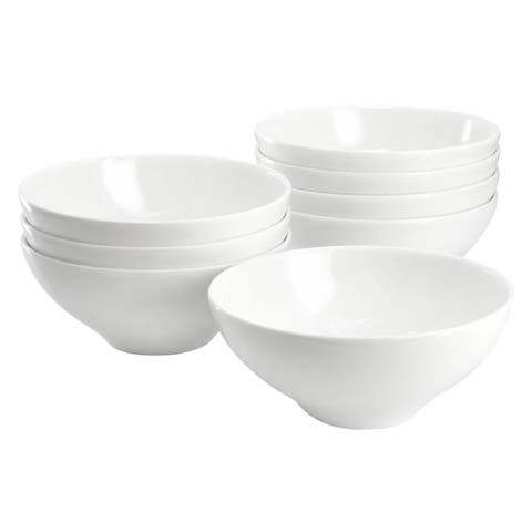 White Peninsula 8 Piece 6.5 Inch Bone China Cereal Bowl Set
