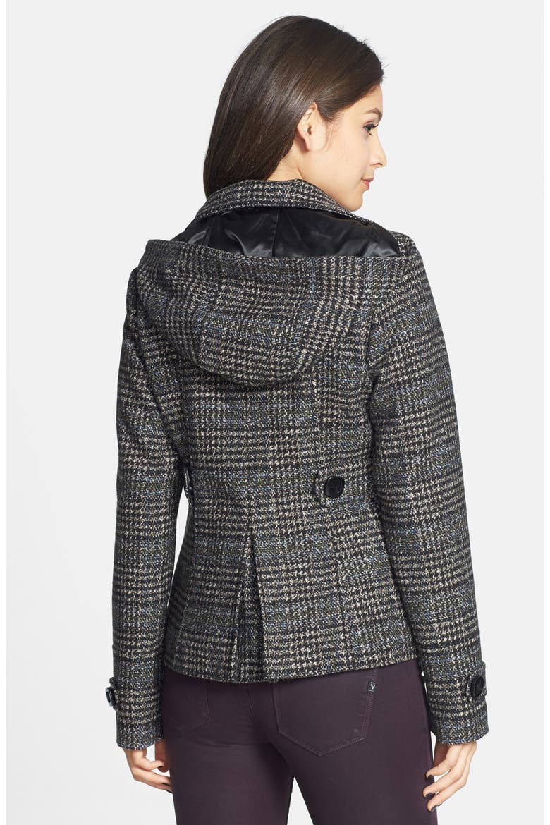Plaid Toggle Coat, Alternate, color, BROWN/ BLUE PLAID