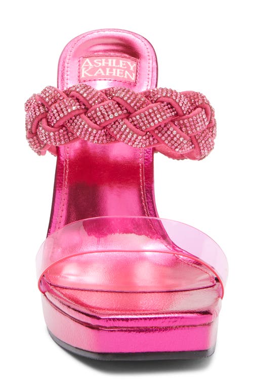 Ashley Kahen Melrose Cutout Wedge Rhinestone Sandal In Fuchsia