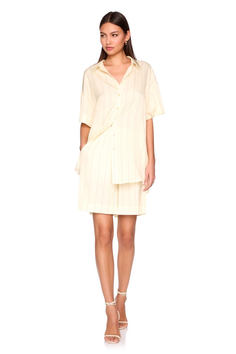 Oversize Stripe Button-Up Shirt, Alternate, color, WHIPPED CREAM