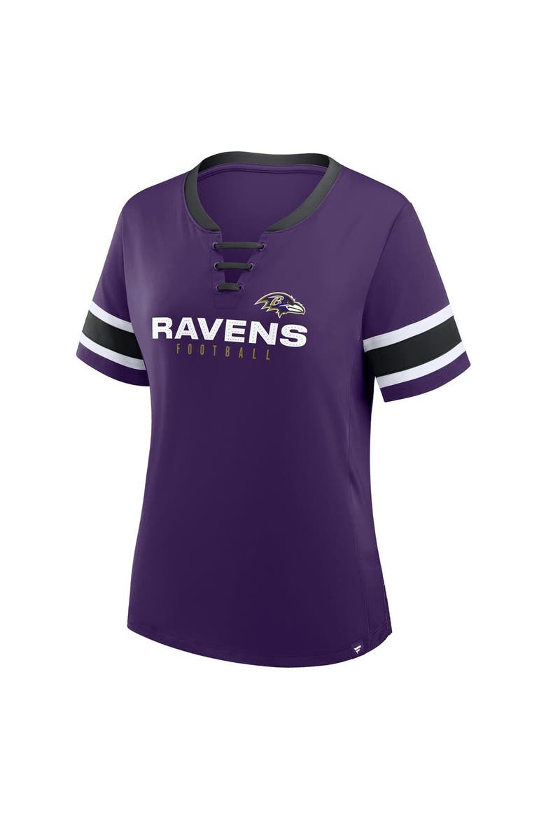 Women's Fanatics Purple Baltimore Ravens Redzone Draw Play Athena Lace-Up T-Shirt, Alternate, color, Purple
