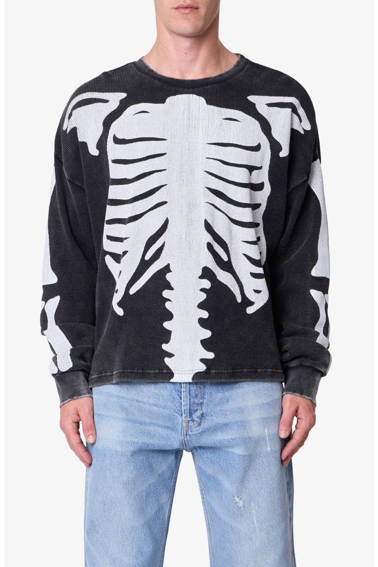 Skeleton Thermal Long Sleeve Graphic T-Shirt, Main, color, WASHED BLACK