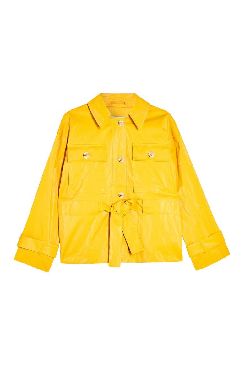 Faux Leather Belted Jacket, Alternate, color, YELLOW