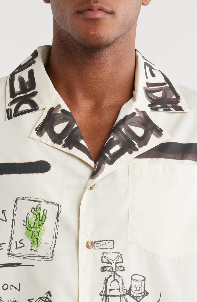 DIET STARTS MONDAY Doodle Graphic Camp Shirt, Alternate, color,