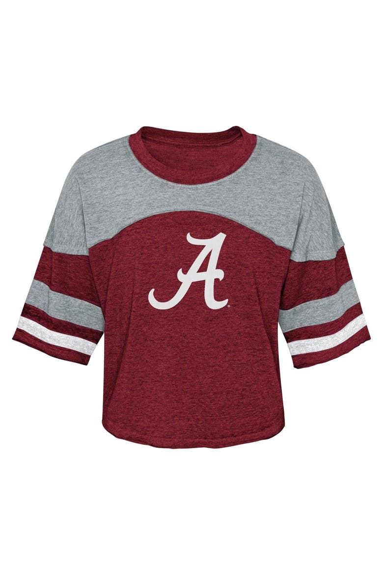 Girls Youth Crimson Alabama Crimson Tide Sunday Friday Sleeve Stripe Jersey T-Shirt, Alternate, color, Crimson