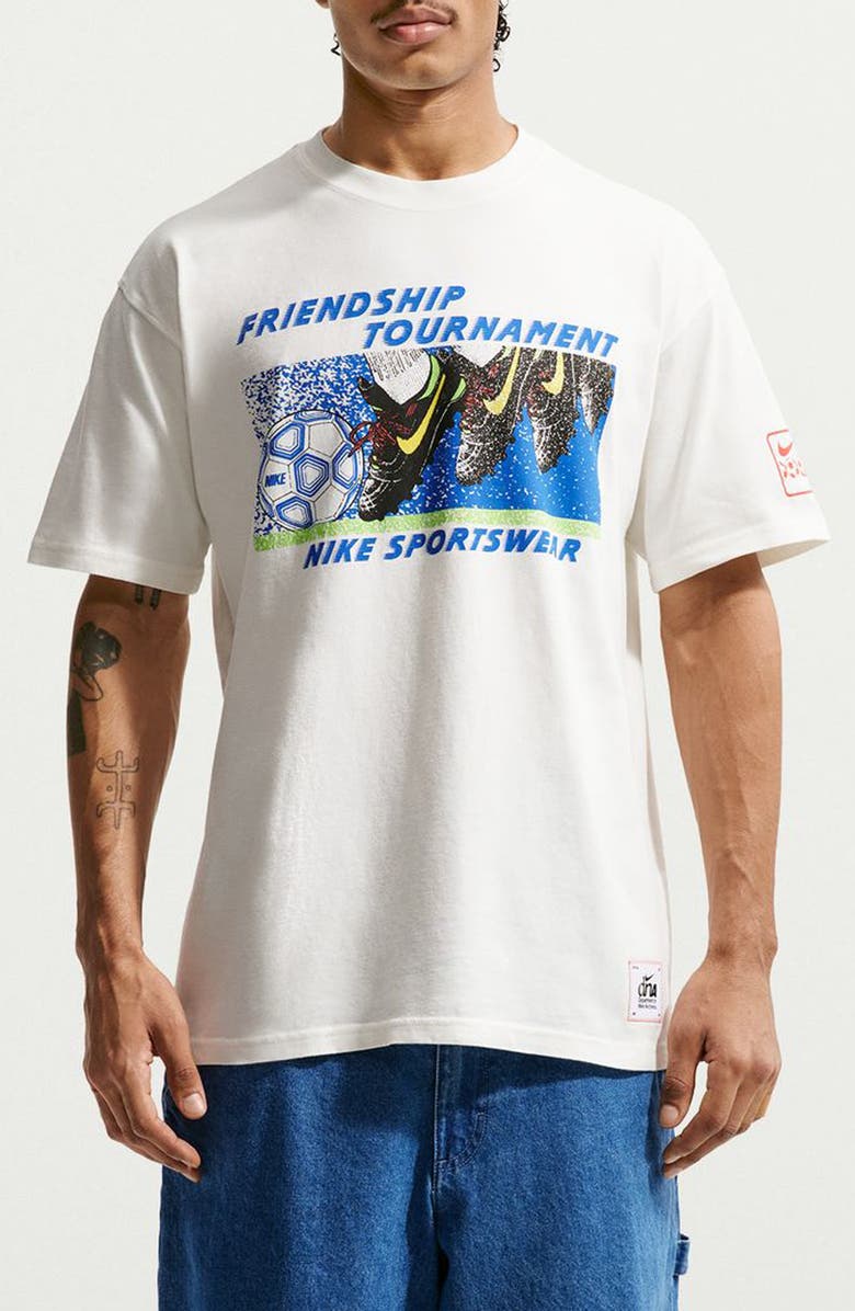 Nike Friendship Tournament Soccer Graphic T-Shirt, Main, color, Sail