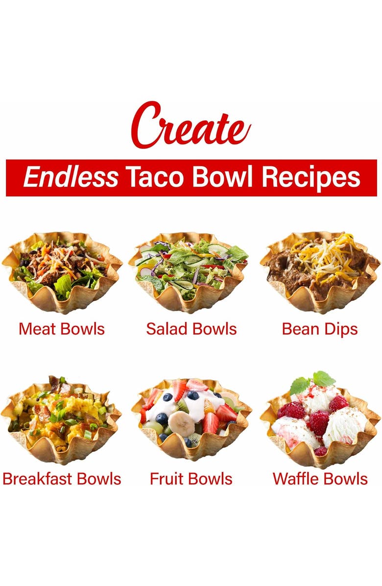 Brentwood Taco Bowl Maker, Alternate, color, Red