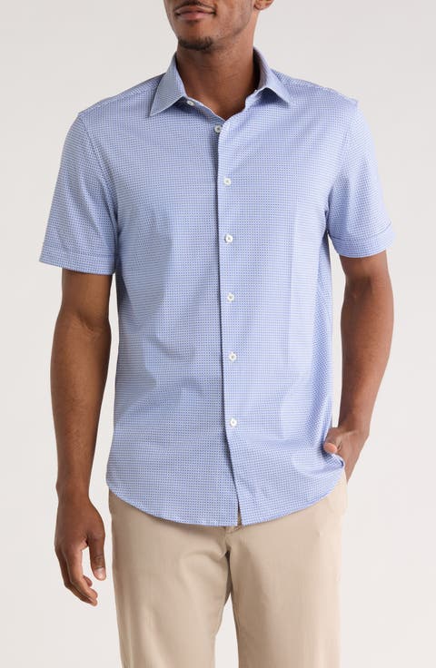 Short Sleeve Woven Button-Up Shirt