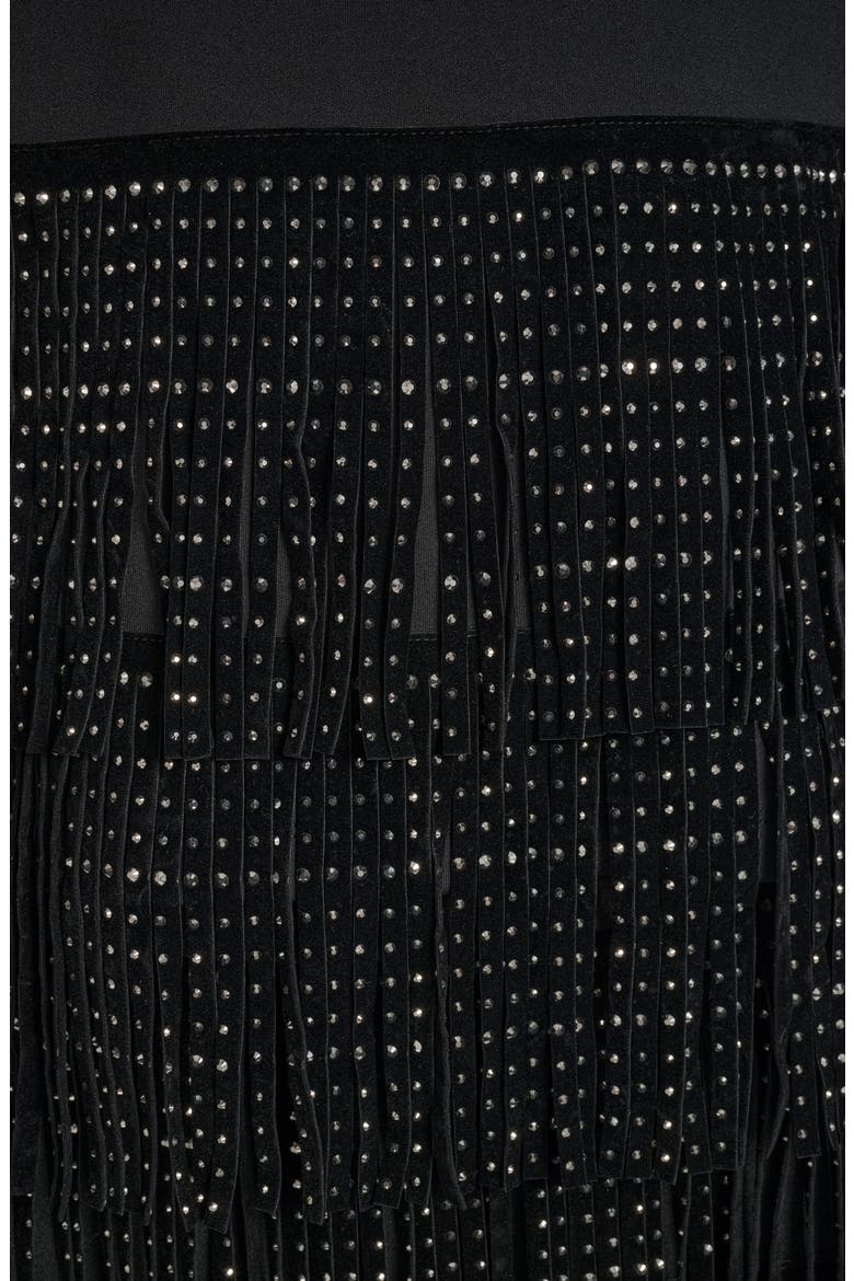 Stud Fringe T-Shirt, Alternate, color, BLACK