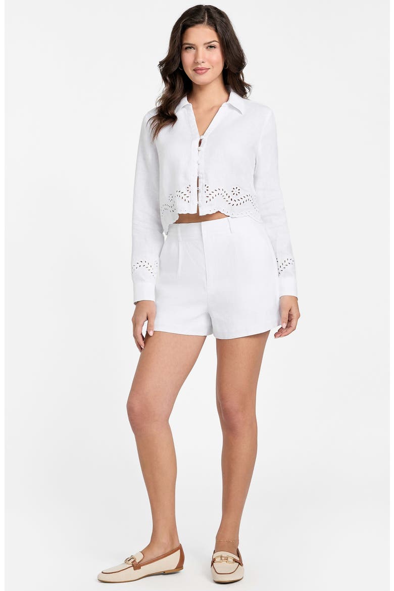 Gen Tailored Linen Shorts, Alternate, color, WHITE