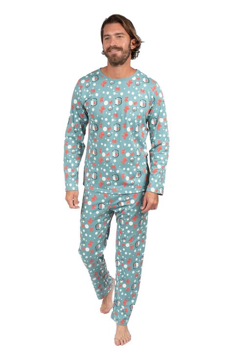 Men's Loose Fit Cotton Matching Family Pajamas, Animal & Nature Prints