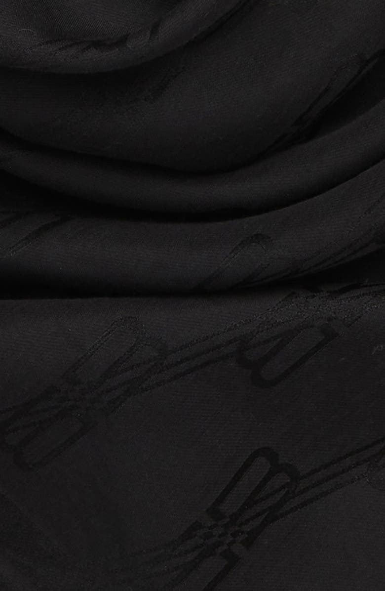 Balenciaga Jacquard BB Logo Silk & Cotton Square Scarf, Alternate, color, Black