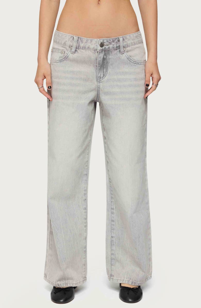 EDIKTED Magda Low Rise Wide Leg Jeans, Main, color, Gray-Washed