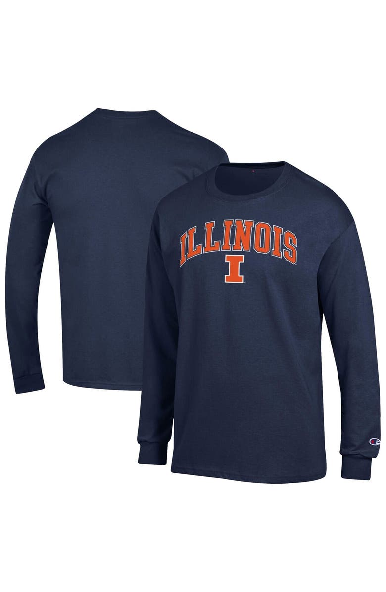 Champion Men's Champion  Navy Illinois Fighting Illini Arch Over Logo Long Sleeve T-Shirt, Main, color, 