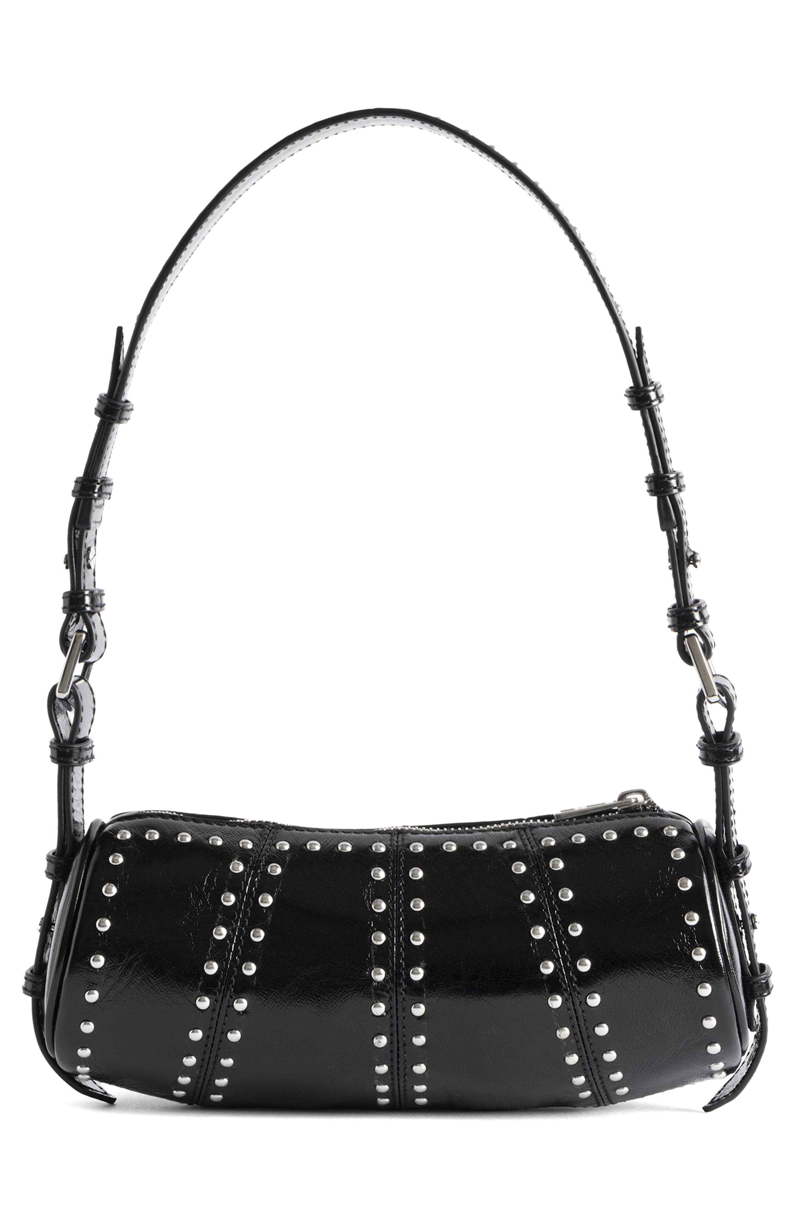 Zadig & Voltaire Le Roudoudou Studded Shoulder Bag, Alternate, color, Black
