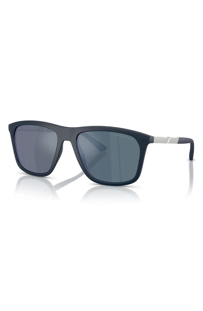 Emporio Armani 57mm Square Sunglasses, Alternate, color, Dark Blue / Grey Blue External