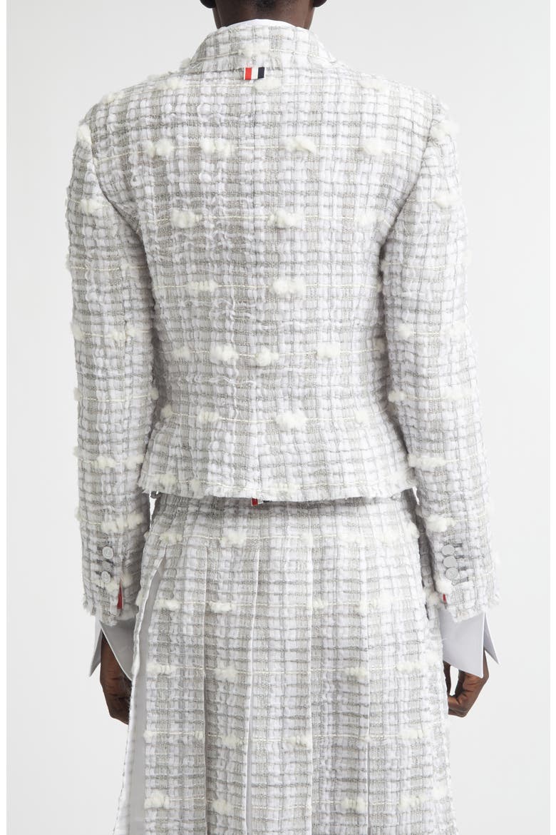 Crop Sculpted Shoulder Pouf Tweed Jacket, Alternate, color, MEDIUM GREY