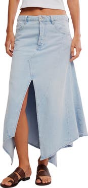Free People Aquarius Handkerchief Denim Skirt