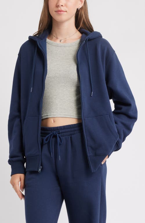 Bp. Relaxed Cotton Blend Zip Hoodie In Blue