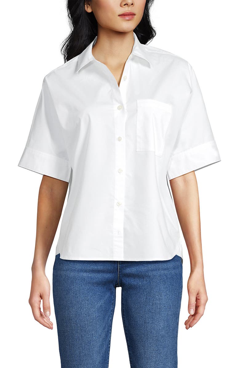 Lands' End Cooling Elbow Sleeve Button Front Shirt, Alternate, color, 