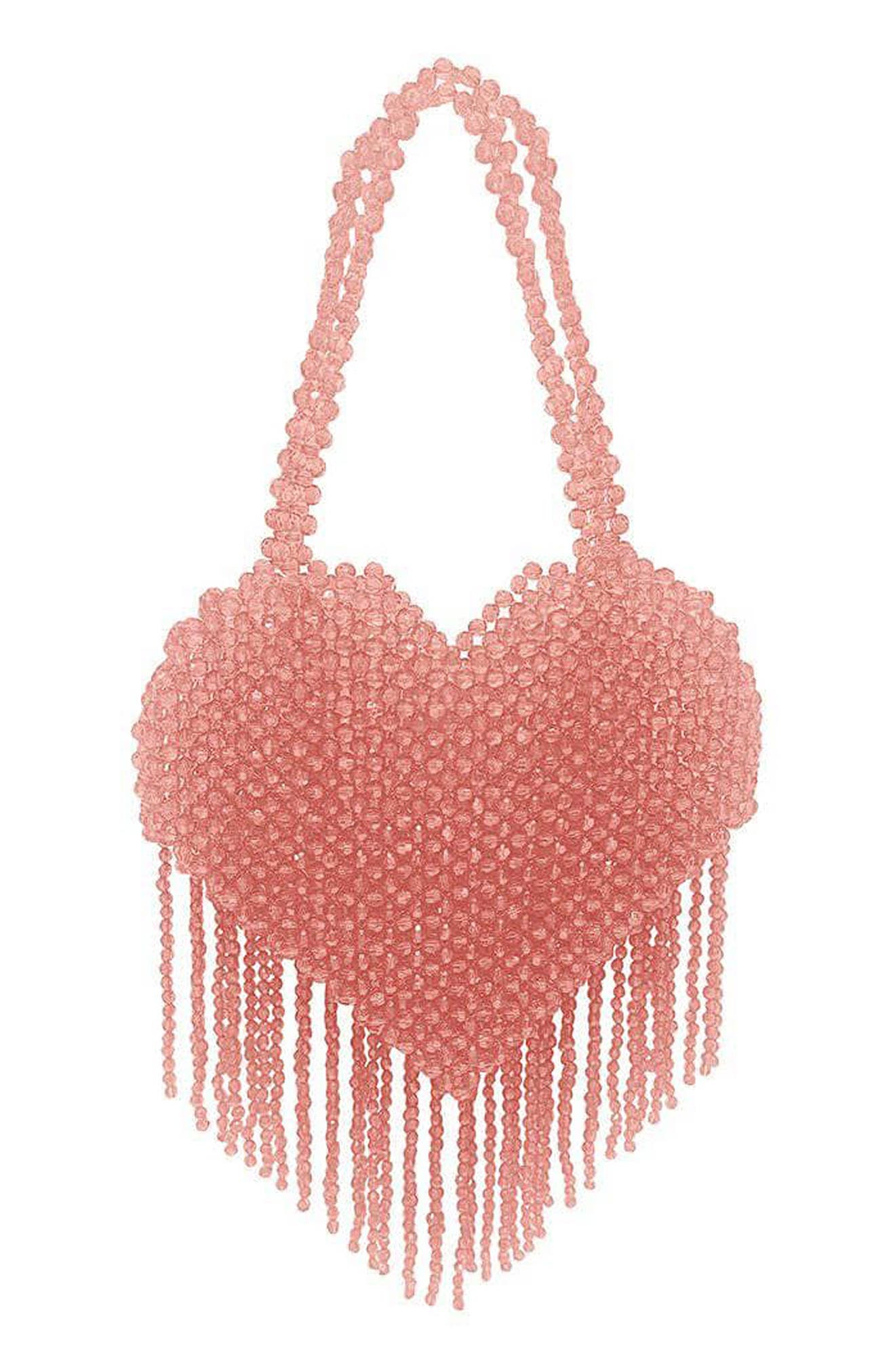 Lola + The Boys Beaded Fringe Love Purse, Main, color, 
