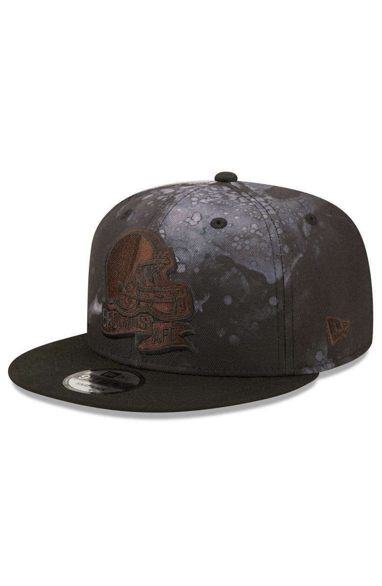 New Era Men's New Era Black Cleveland Browns Ink Dye 2022 Sideline 9FIFTY Snapback Hat, Alternate, color, 