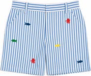 Florence Eiseman Seersucker Short with Embroidered Sea Creatures