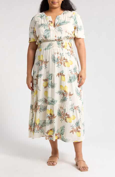 Lemon Print Midi Dress