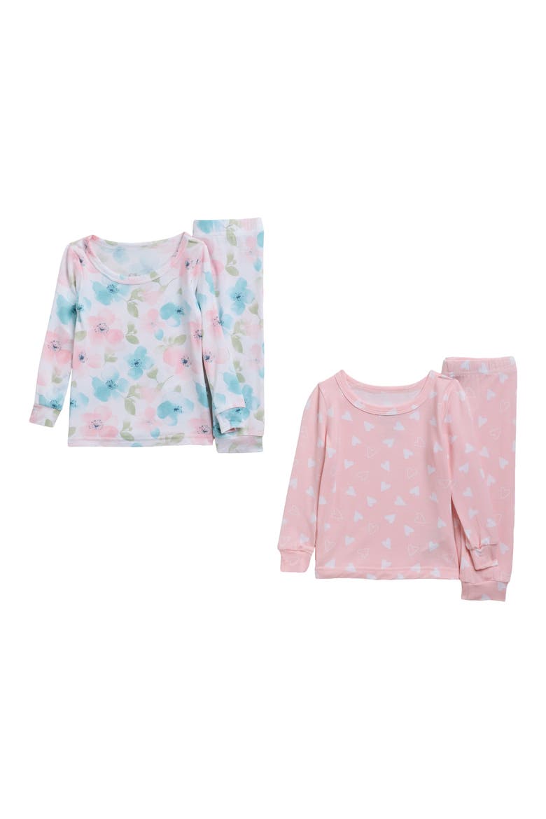 Two-Pack Fitted Pajamas, Main, color, PINK/ MULTI