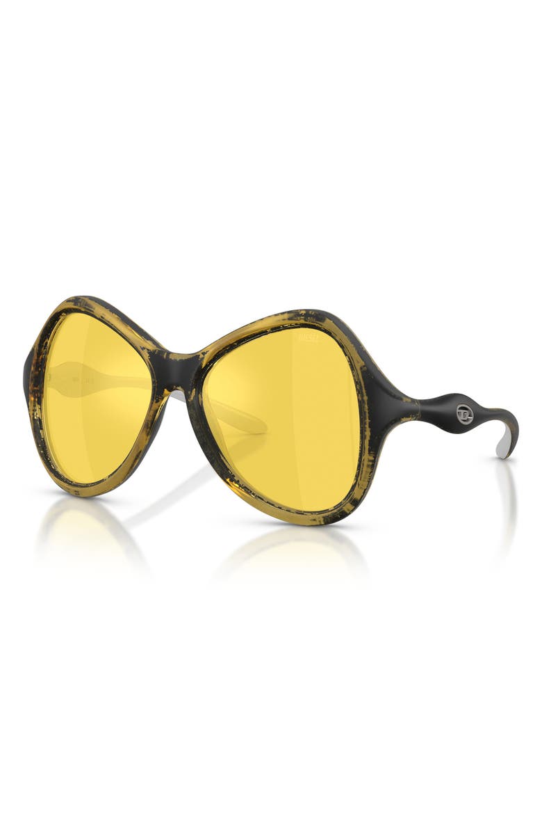 DIESEL<sup>®</sup> DL3010U 53mm Mirrored Cat Eye Sunglasses, Alternate, color, Yellow Barrelling Metallic
