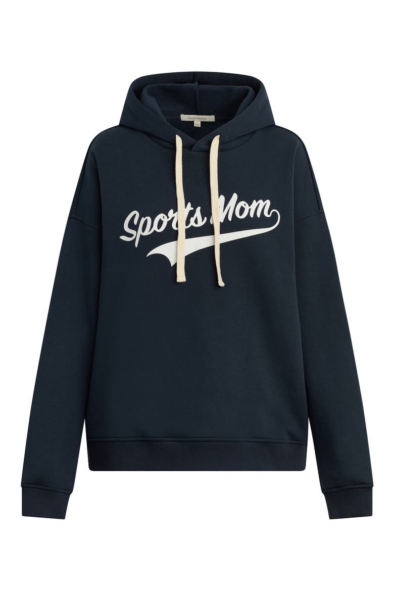 The Sports Mom Cotton Blend Fleece Hoodie, Main, color, NAVY/ WHITE
