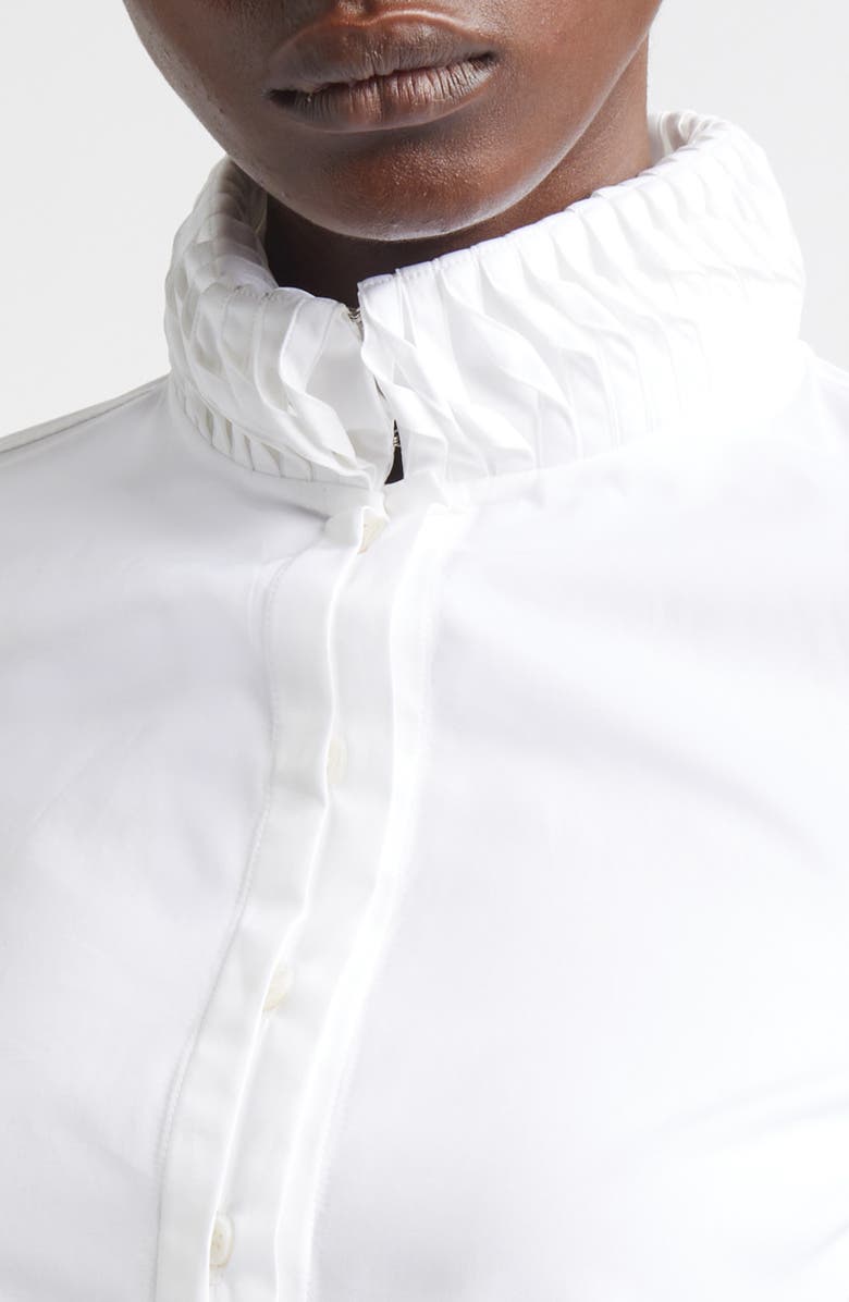 Alaïa Twisted Detail Crop Poplin Shirt, Alternate, color, Blanc