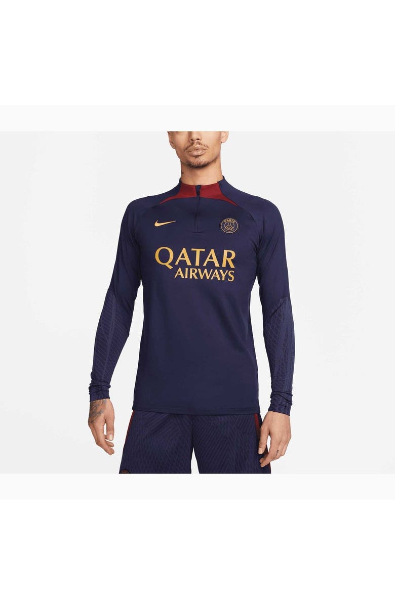 Nike Men's Nike Navy Paris Saint-Germain 2023/24 Strike Drill Performance Raglan Quarter-Zip Long Sleeve Top, Main, color, Navy