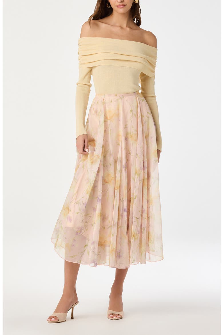 Fiori Chiffon Midi Skirt, Alternate, color, BLUSH FLORAL
