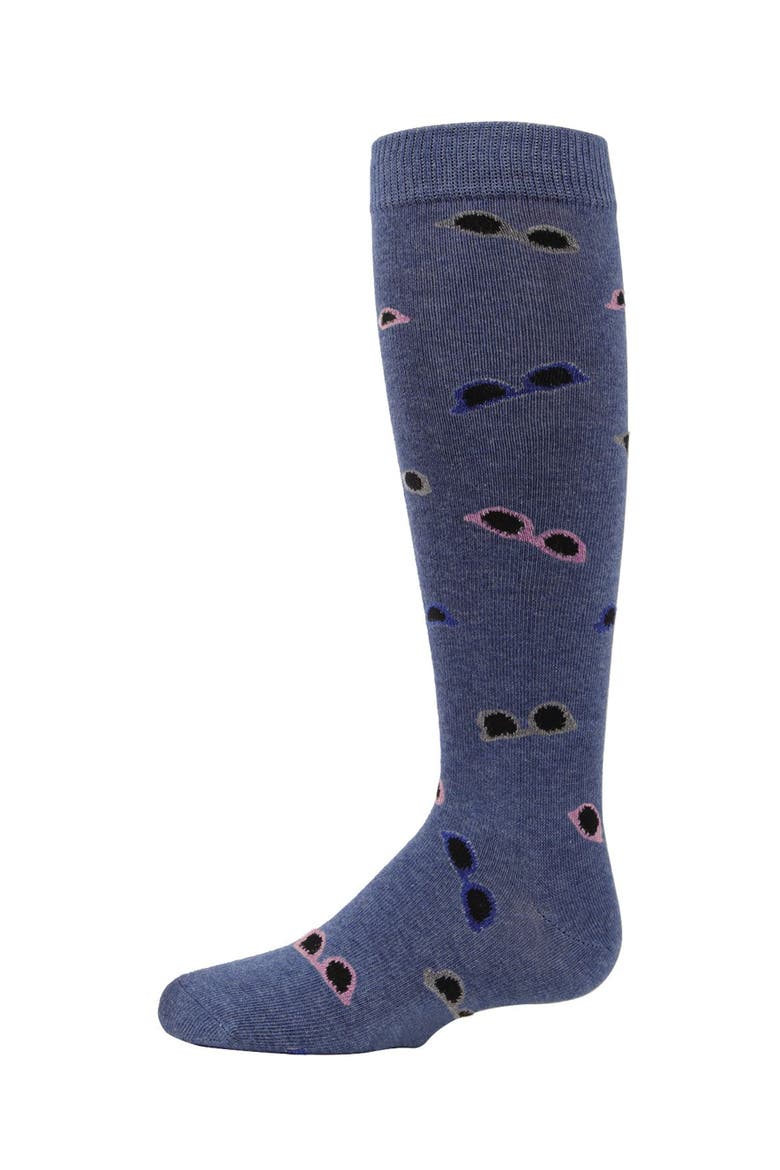 Glitzy Sunglasses Knee-High Socks, Main, color, Denim
