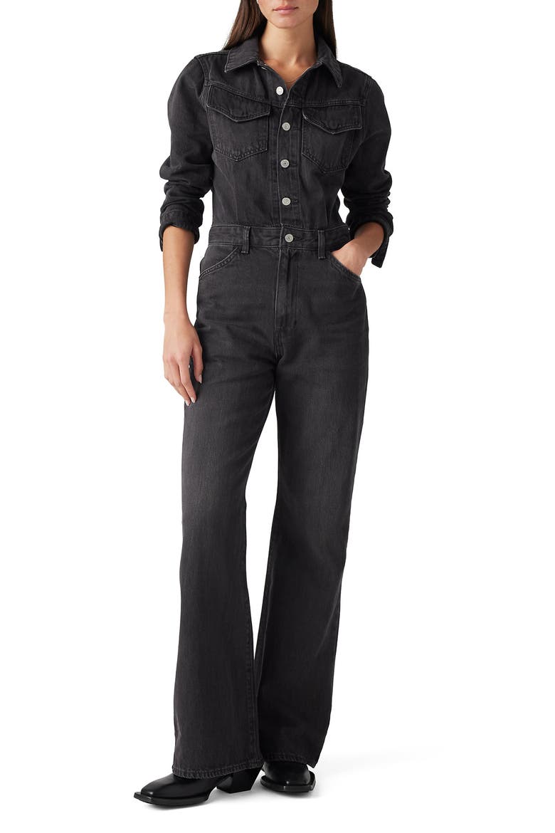 Western Long Sleeve Denim Jumpsuit, Main, color, TRAVEL SUIT