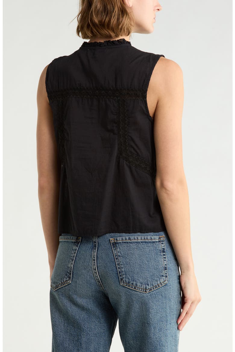 Tie Front Sleeveless Cotton Top, Alternate, color, BLACK