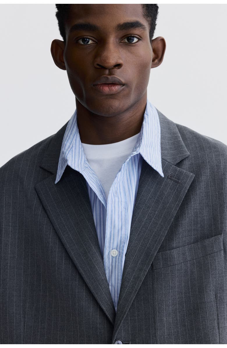 H&M Oversized Fit Single-breasted Jacket, Alternate, color, Gray/Pinstriped
