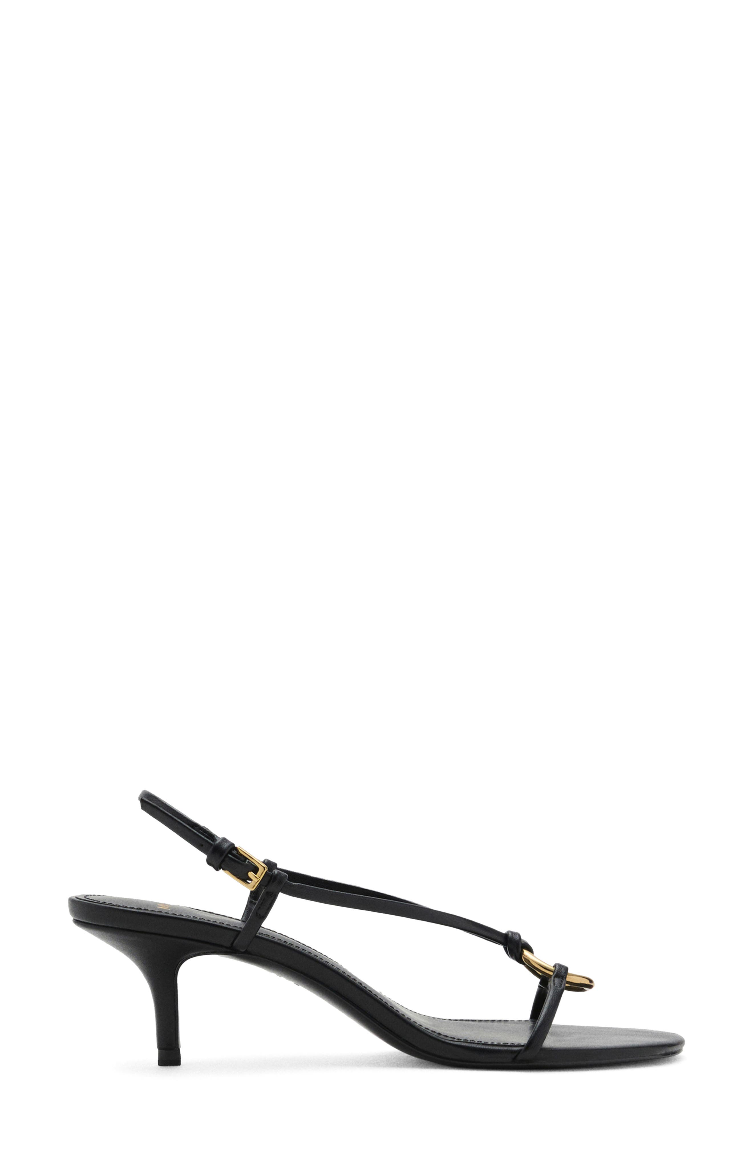MANGO Hoop Detail Slingback Kitten Heel Sandal, Alternate, color, Black