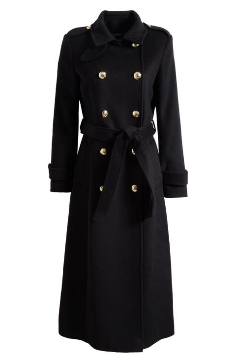 Belted Wool Blend Peacoat