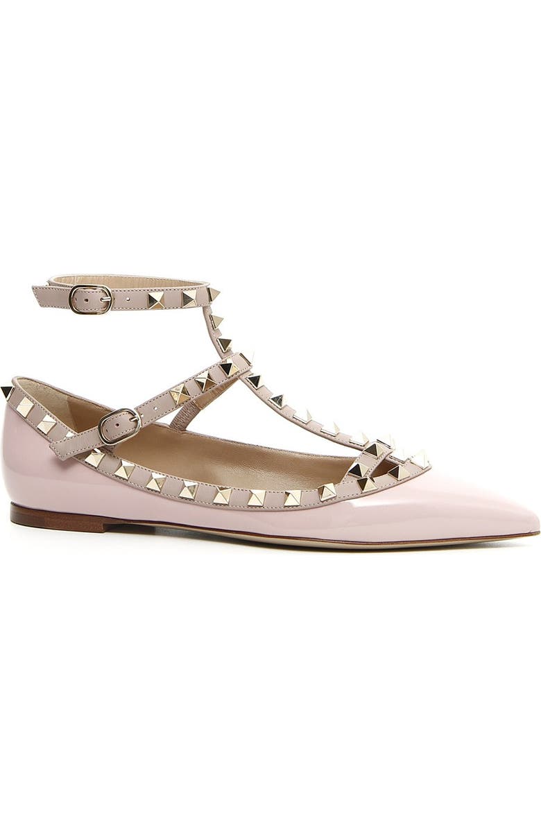 Valentino Garavani 'Rockstud' T-Strap Flat, Main, color,