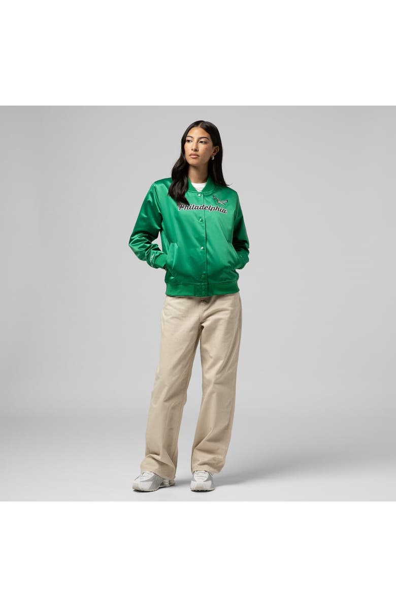 Mitchell & Ness Women's Mitchell & Ness  Kelly Green Philadelphia Eagles Full-Snap Satin Jacket, Alternate, color, Kelly Green