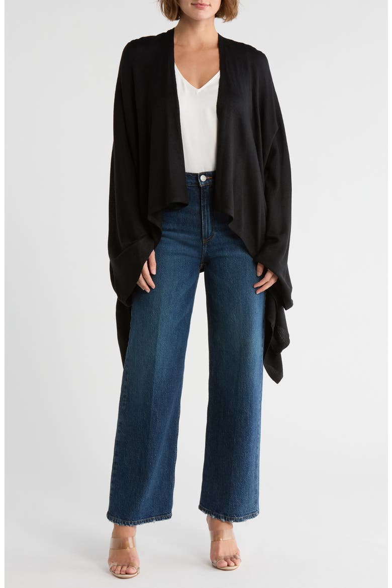 Easy Lightweight Ruana, Main, color, BLACK