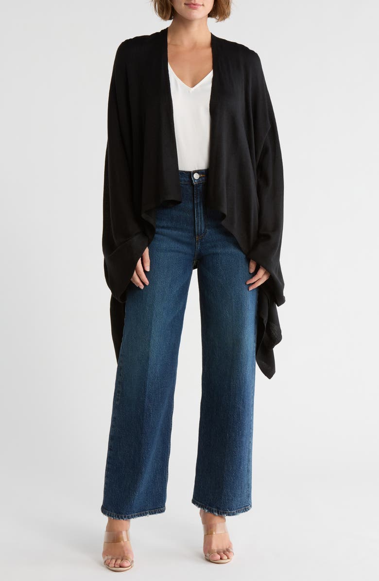 NORDSTROM RACK Easy Lightweight Ruana, Main, color, Black