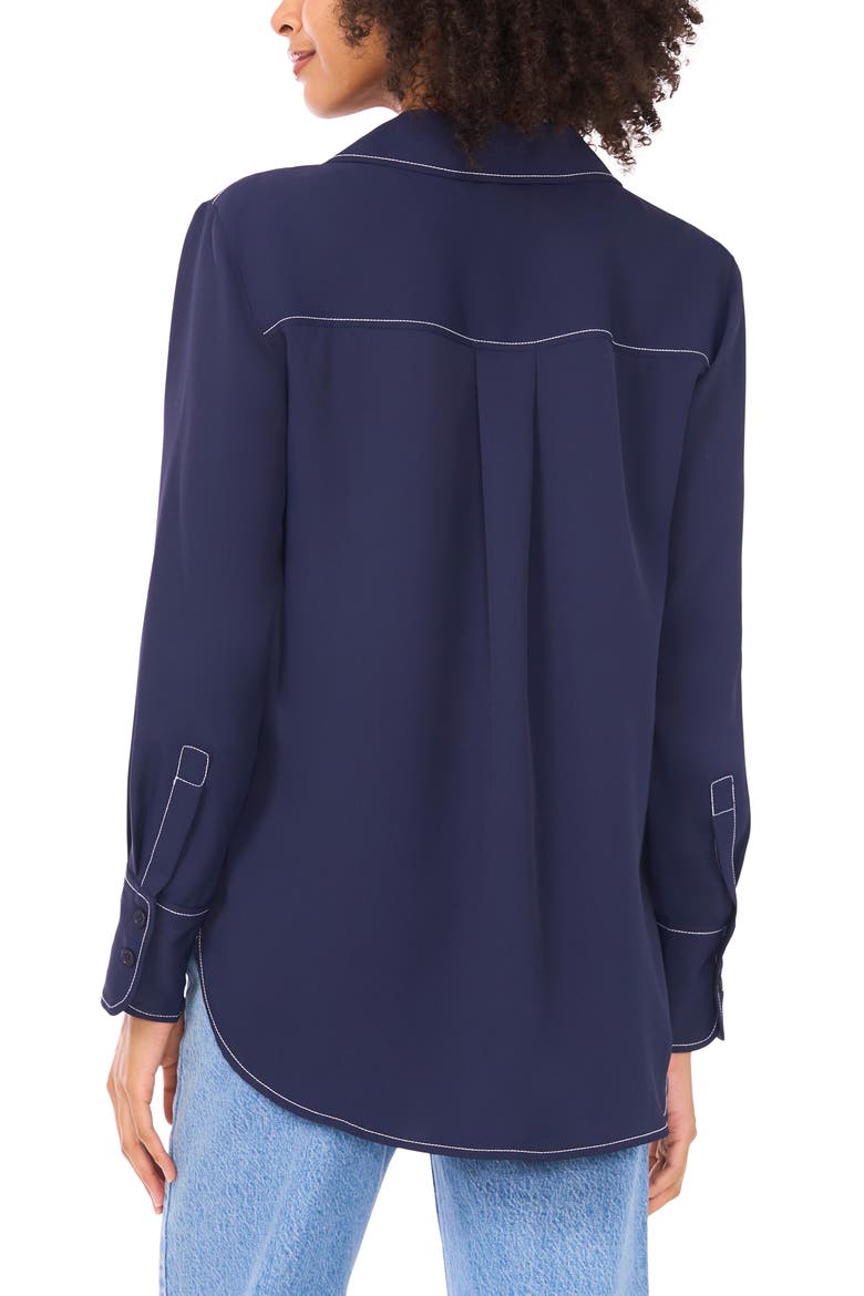 Half Placket Popover Top, Alternate, color, CLASSIC NAVY