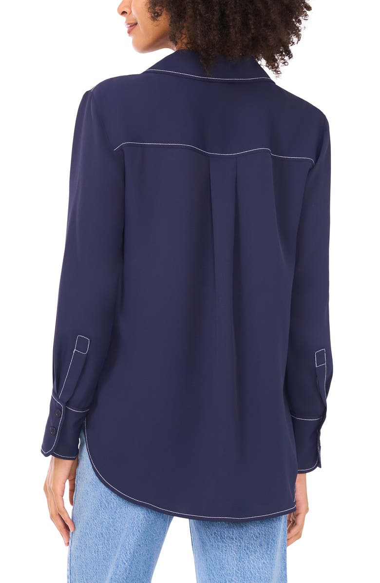 Vince Camuto Half Placket Blouse, Alternate, color, Classic Navy