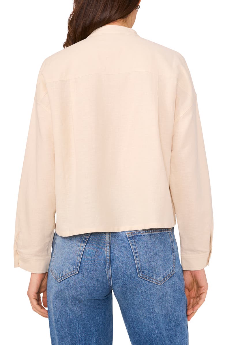 Halogen<sup>®</sup> Chambray Cotton & Linen Shirt Jacket, Alternate, color, Birch Herringbone