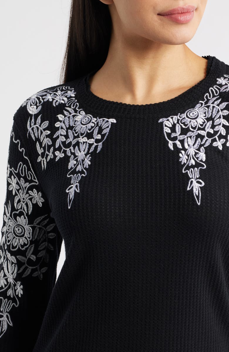 NIKKI LUND Bryn Embroidered Thermal Top, Alternate, color, Black